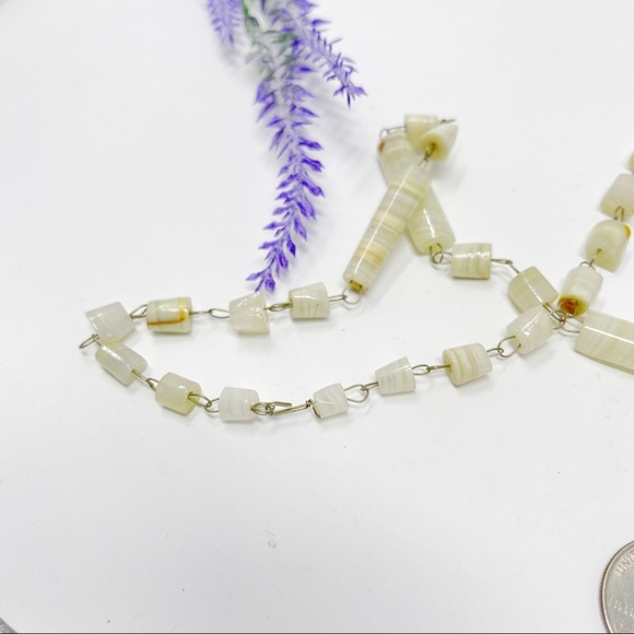 Vintage Carved Alabaster Linked Necklace - Picture 4 of 5
